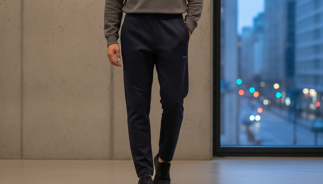 Armani Exchange Men’s Black-Blue Trousers: Fit & Style
