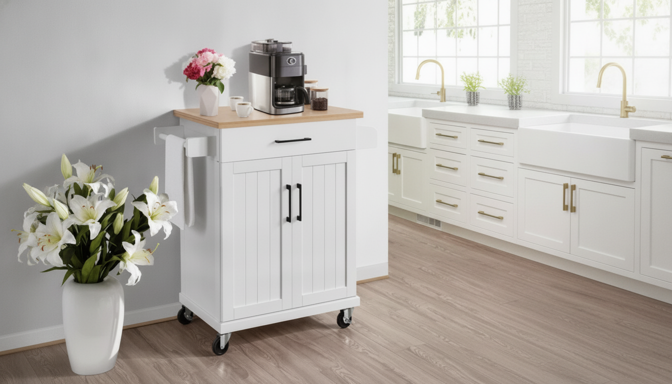 Kitchen Cart with Drawer Storage for Small Kitchens