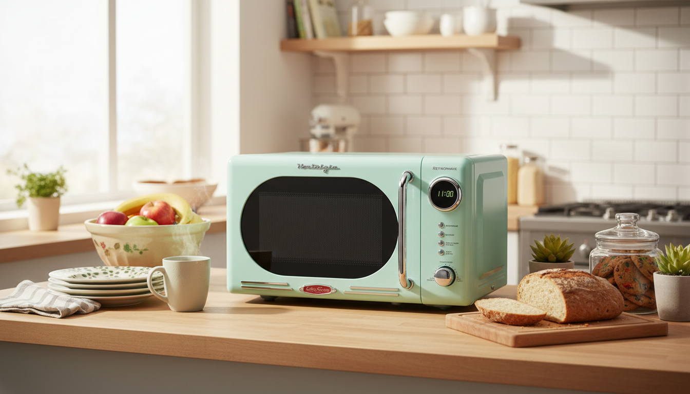 Retro 0.7 Cu Ft 700W Countertop Microwave with Display
