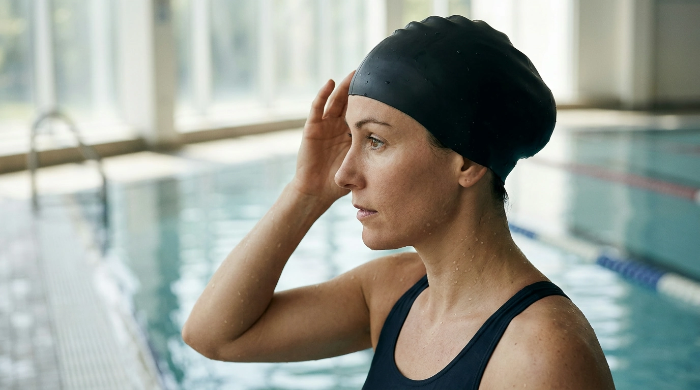 Long-Hair Silicone Swim Cap: Ear Coverage & Comfort Fit