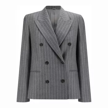 Brunello Cucinelli Wool Pinstripe Double-Breasted Blazer